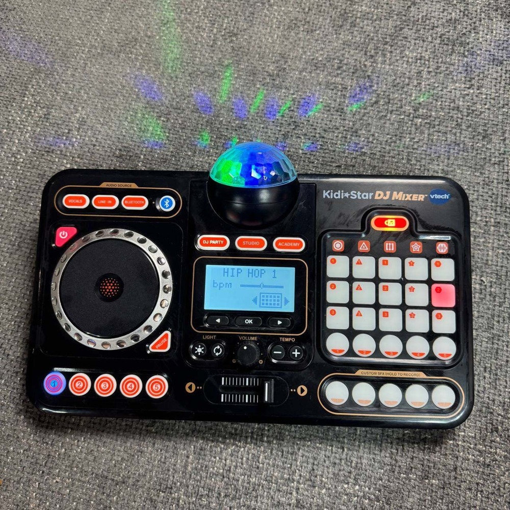 VTech KidiStar DJ Mixer Kids Unisex Black Bluetooth Disco Light Music Toy